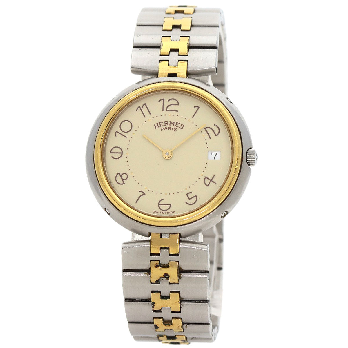 HERMES Watches Quartz Stainless Steel , SSxGP gold profile cream dial mens Used
