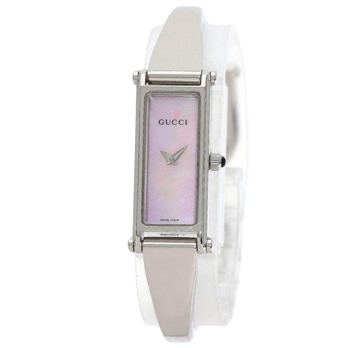 GUCCI Watches Quartz 1500L Stainless Steel , Stainless Steel Silver Square face Pink shell dial Women Used