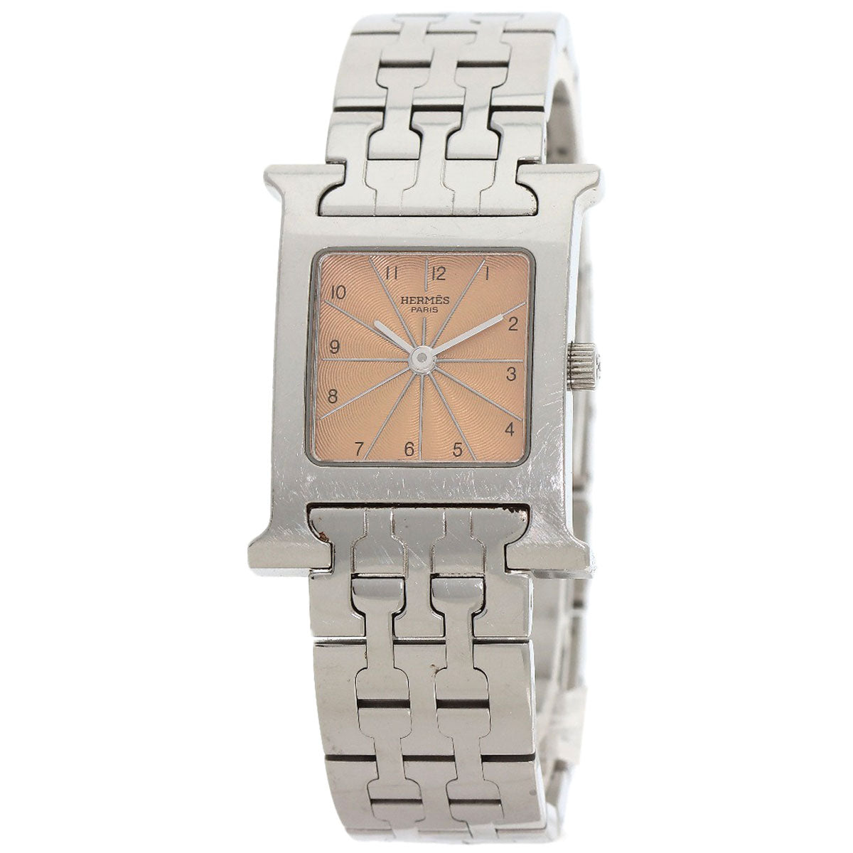 HERMES Watches Quartz HH1.210 Stainless Steel Silver H watch Orange dial Women Used