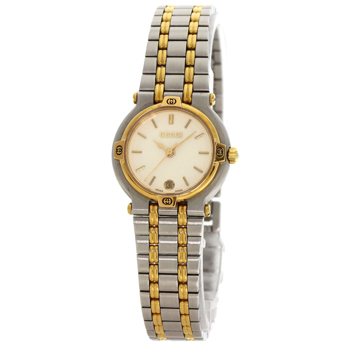 GUCCI Watches Quartz 9000L Stainless Steel , SSxGP , Gold Plated gold Round face Ivory dial Women Used