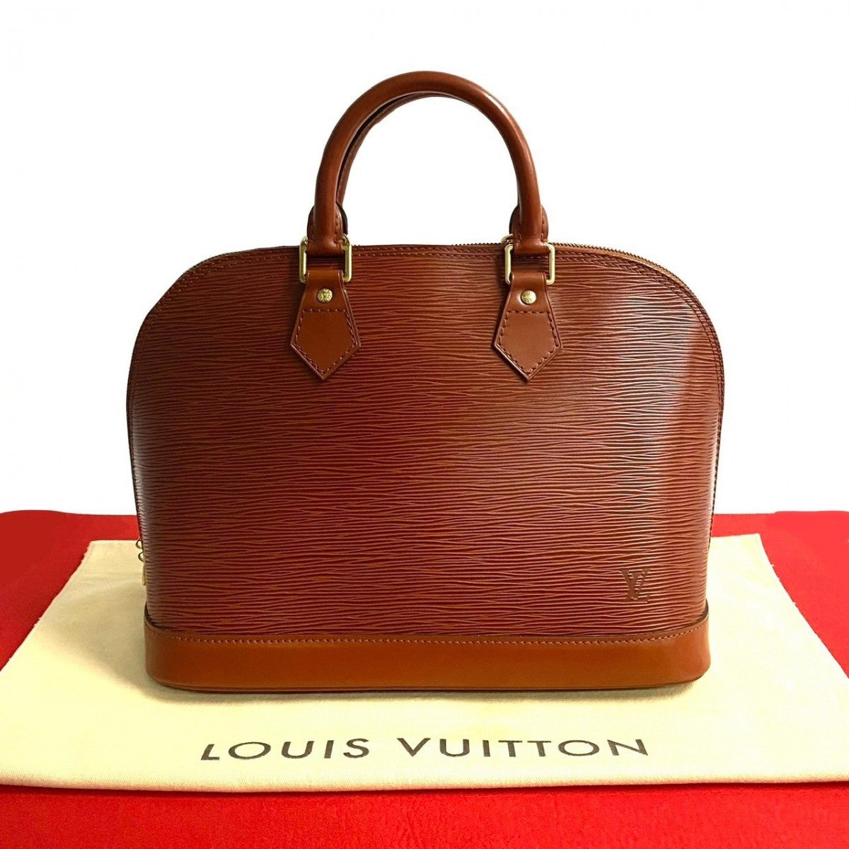 LOUIS VUITTON Handbag Epi Leather Brown Epi Alma