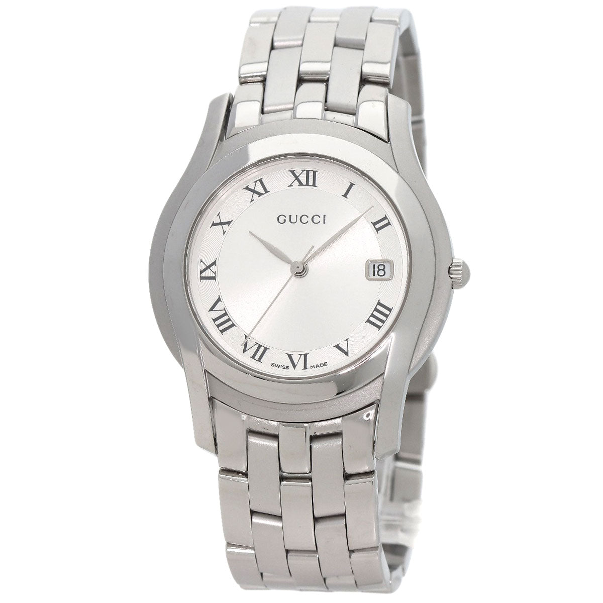 GUCCI Watches Quartz 5500M Stainless Steel , Stainless Steel Silver Round face Silver dial mens Used