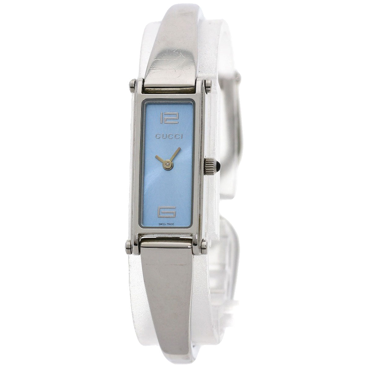 GUCCI Watches Quartz 1500L Stainless Steel , Stainless Steel Silver Square face blue dial Women Used