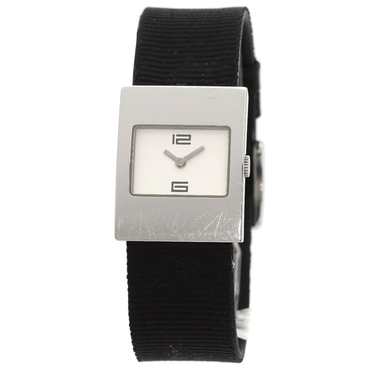 GUCCI Watches Quartz 4900L Stainless Steel, Leather Silver Square face white dial Women Used