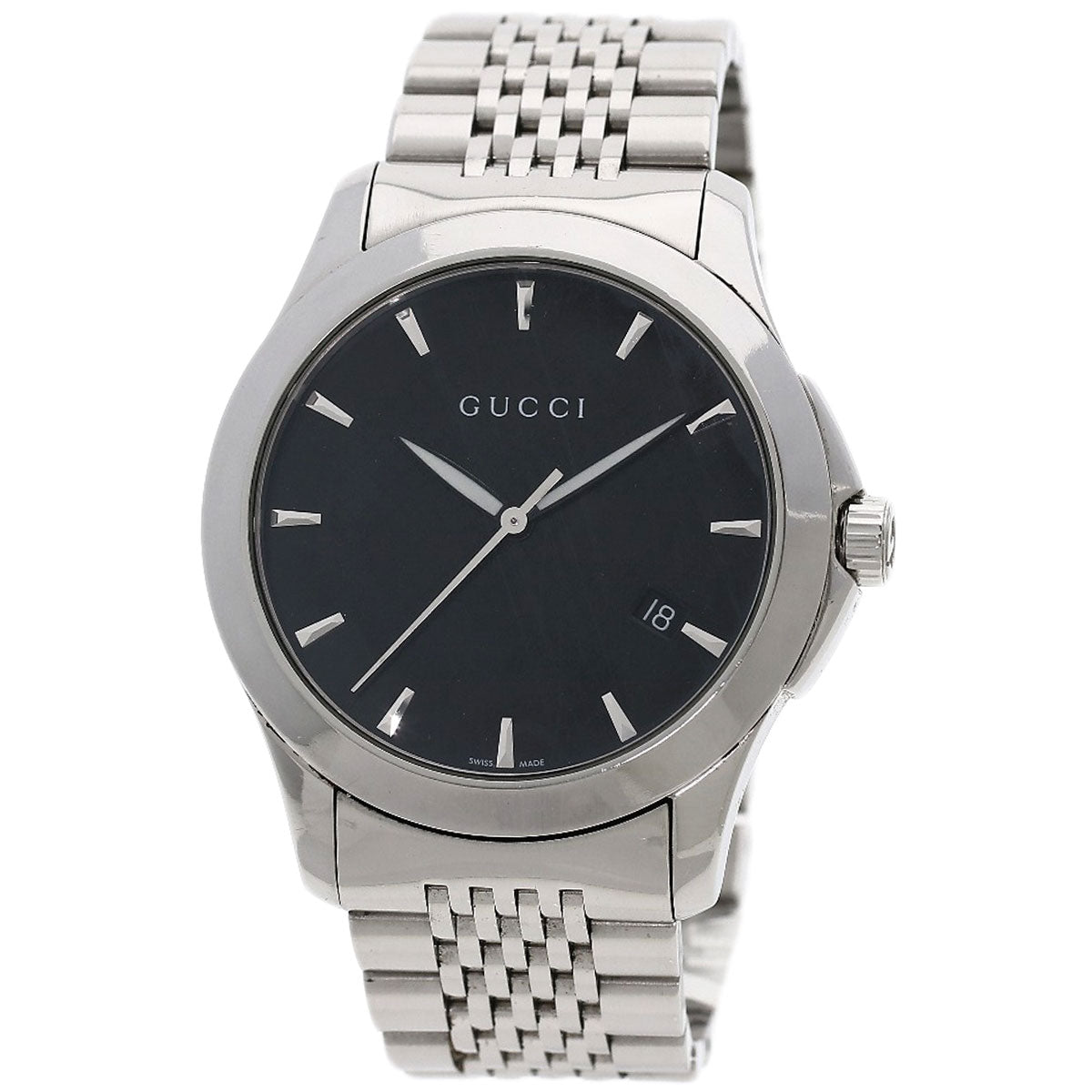 GUCCI Watches Quartz 126.4 Stainless Steel Silver G timeless black dial