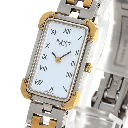 HERMES Watches Quartz CR1.220 Stainless Steel , SSxGP gold Clojure white dial Women Used