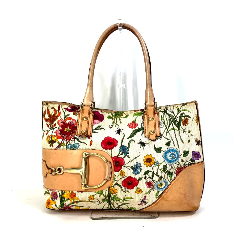 GUCCI Shoulder Bag 137385 Canvas / leather multicolor Flora floral pattern flower