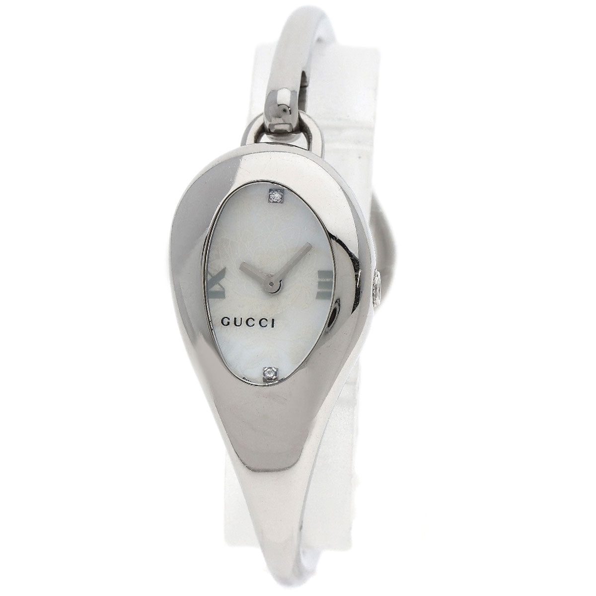GUCCI Watches Quartz YA103526 Stainless Steel , Stainless Steel Silver Horsebit bangle white dial Women Used