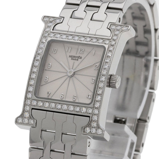 HERMES Watches Quartz HH1.230 Stainless Steel Silver H Watch Bezel Diamond Ivory dial