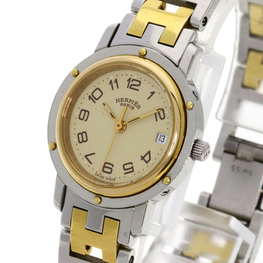 HERMES Watches Quartz CL3.240 Stainless Steel , SSxGP gold Clipper Ivory dial Women Used
