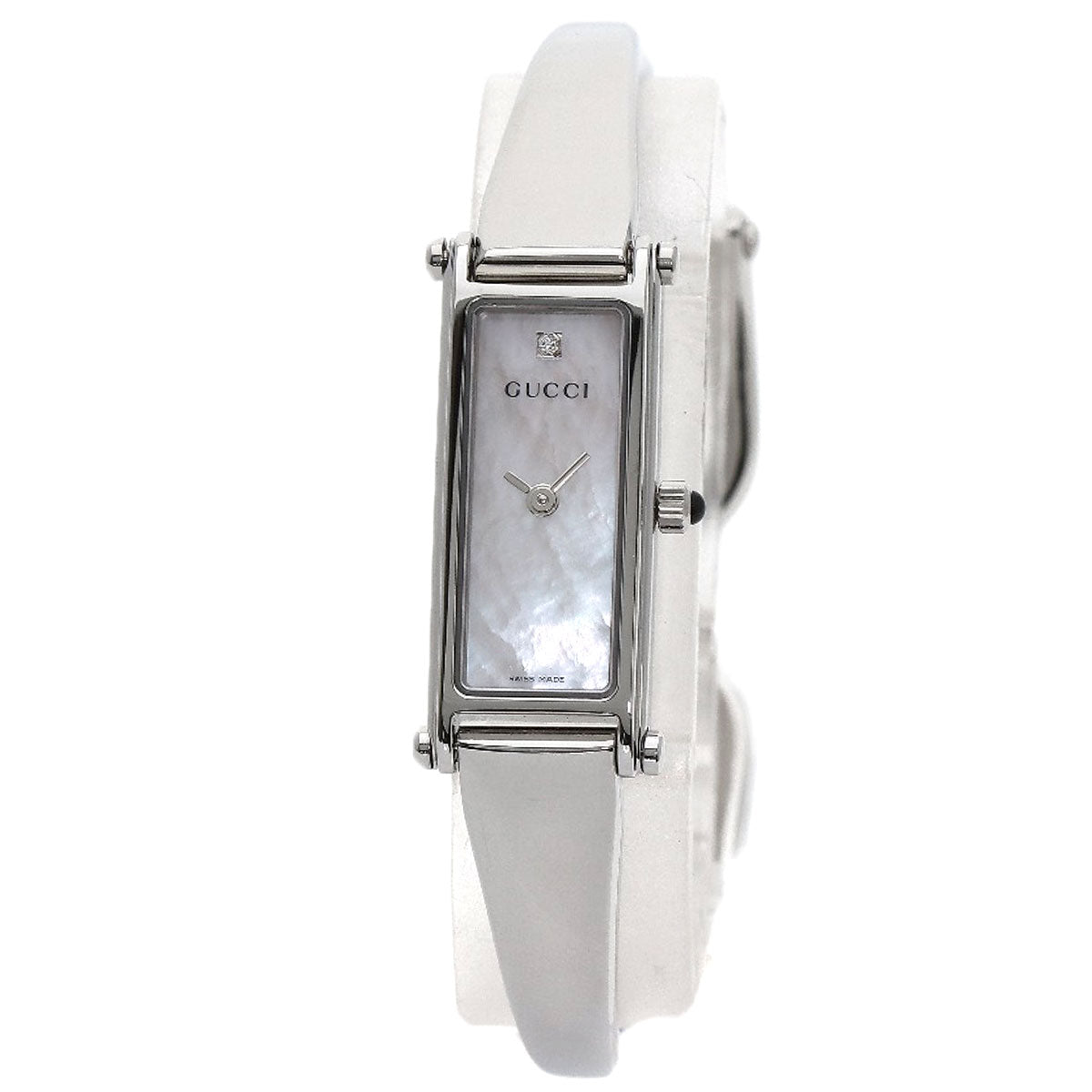 GUCCI Watches Quartz 1500L Stainless Steel , Stainless Steel Silver Square Face 1P Diamond White shell dial Women Used
