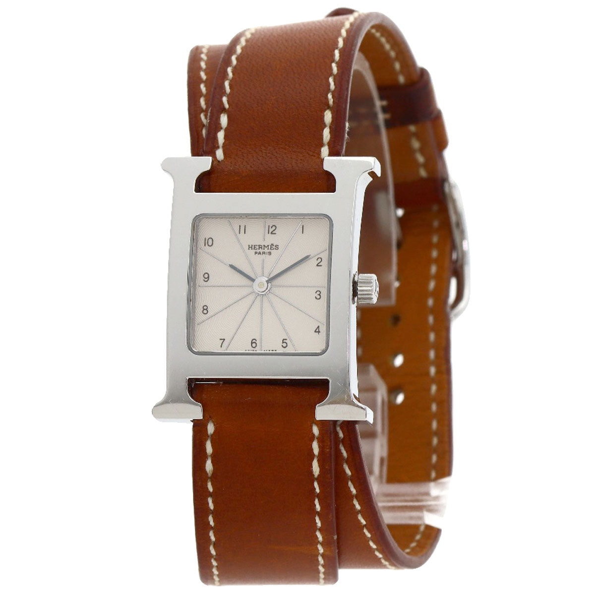 HERMES Watches Quartz HH1.210 Stainless Steel, Leather Silver H watch Deburuturu Silver dial Women Used