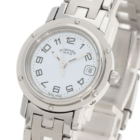 HERMES Watches Quartz CL4.210 Stainless Steel , Stainless Steel Silver Clipper new buckle white dial Women Used