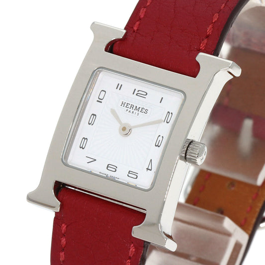 HERMES Watches Quartz HH11.210 Stainless Steel, Leather Silver H watch white dial Women Used