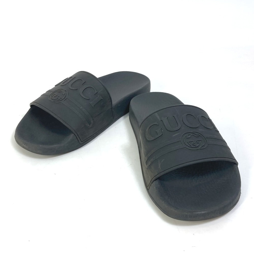 GUCCI Sandals 525140 rubber black Beach sandal logo slide Women 37 Used