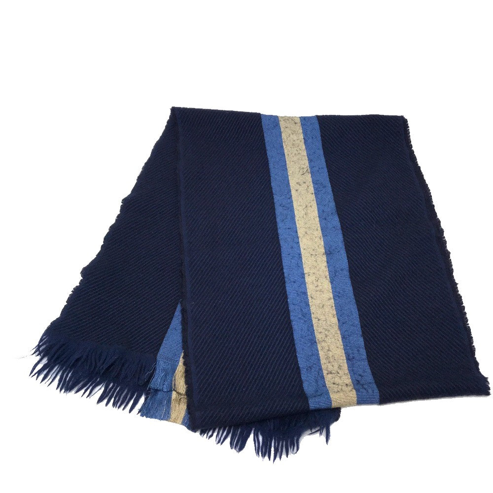 GUCCI Scarf Wool, Silk Navy type Men's Women's Unisex Sherry line unisex(Unisex) Used