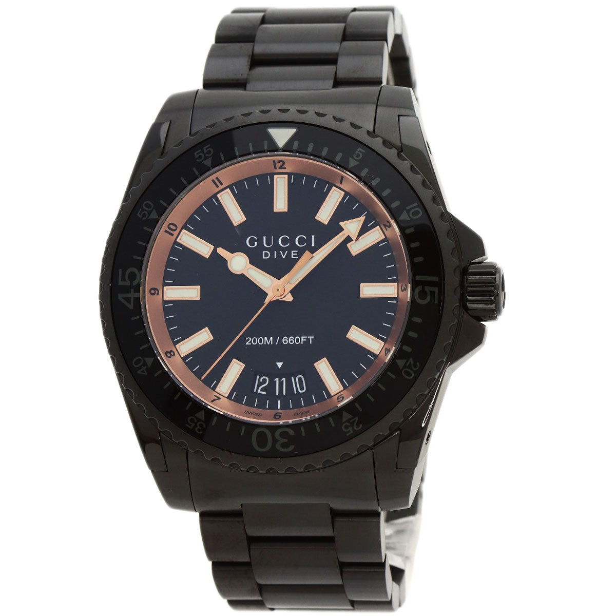 GUCCI Watches Quartz YA136.2 Stainless Steel , Stainless Steel black Dive black dial mens Used