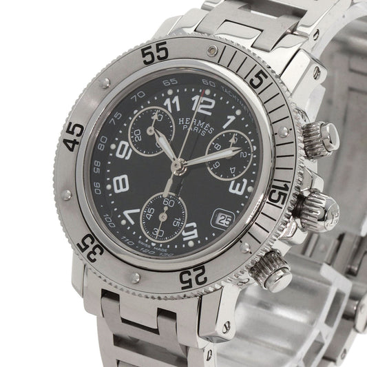 HERMES Watches Quartz CL2.310 Stainless Steel Silver Clipper Diver Chronograph black dial