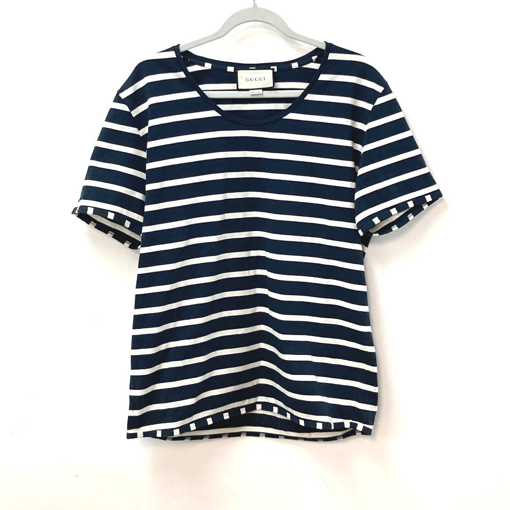 GUCCI Short sleeve T-shirt 574931 cotton Navy border mens S Used