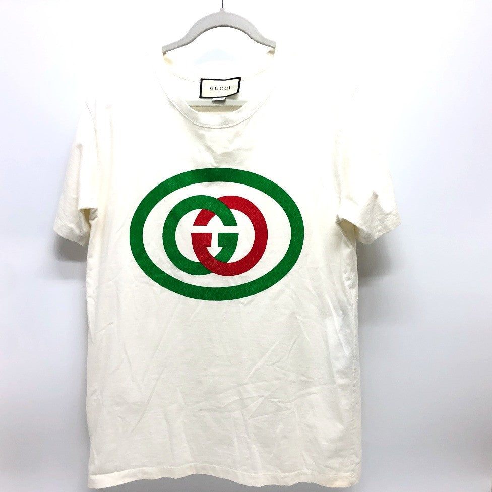 GUCCI Short sleeve T-shirt IT28SBNW4TCH cotton white Interlocking GG print mens XS Used