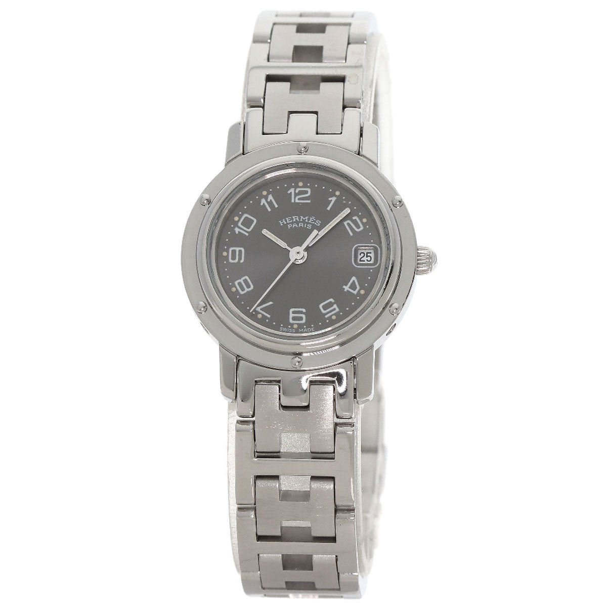 HERMES Watches Quartz CL4.210 Stainless Steel , Stainless Steel Silver Clipper gray dial Women Used