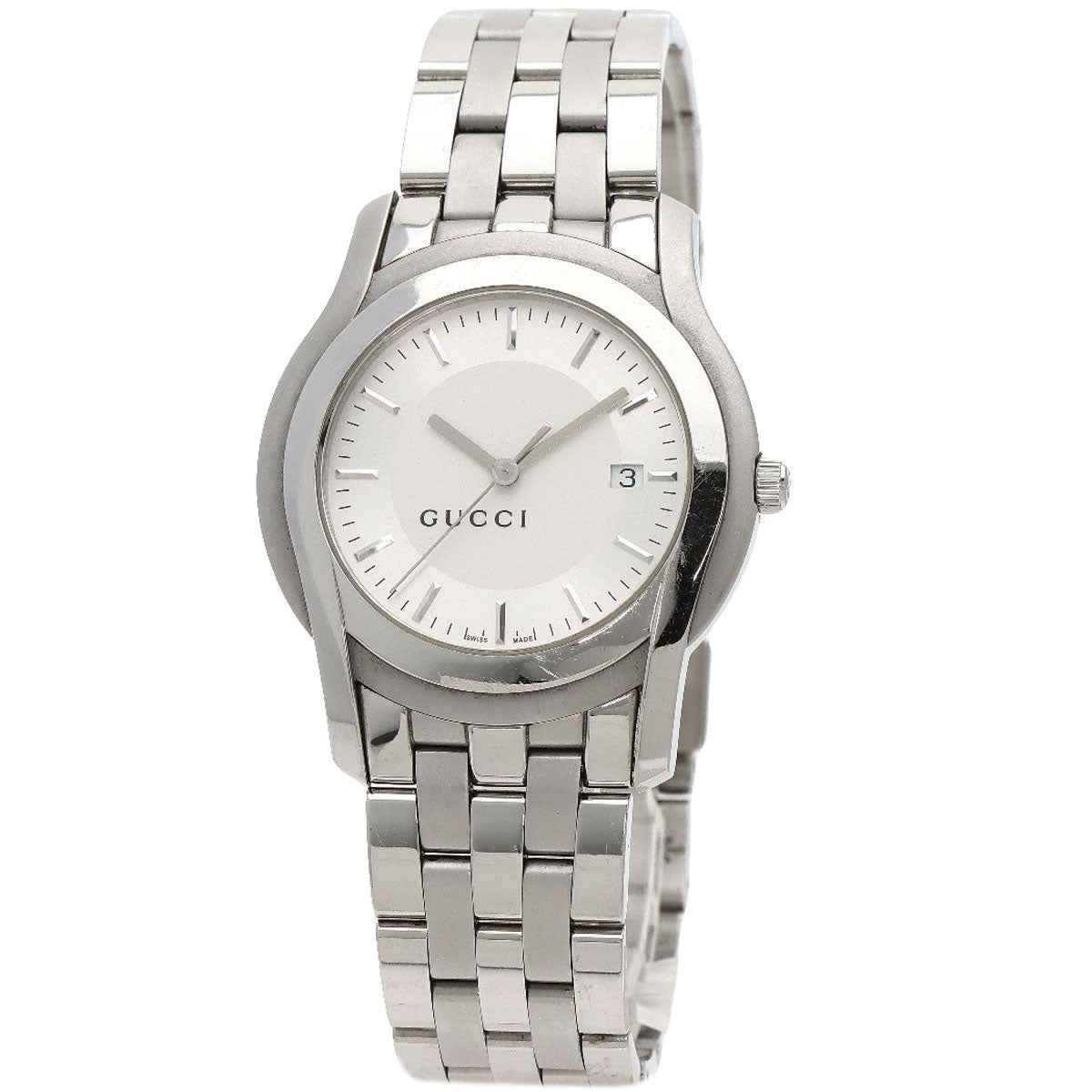 GUCCI Watches Quartz 5500XL Stainless Steel , Stainless Steel Silver Round face Silver dial mens Used