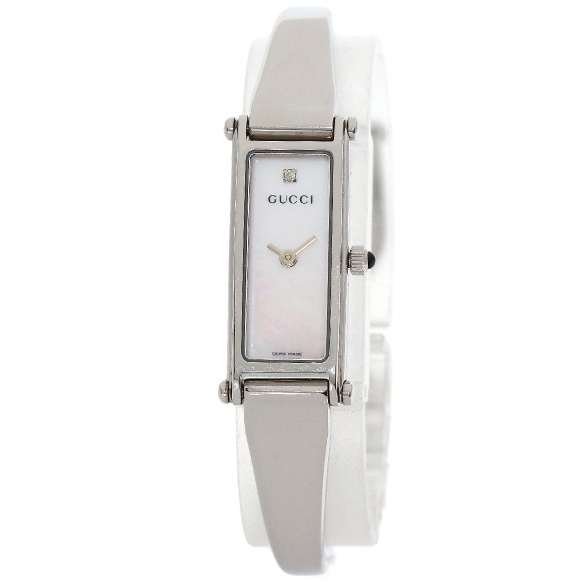 GUCCI Watches Quartz 1500L Stainless Steel , Stainless Steel Silver Square face bangle White shell dial Women Used