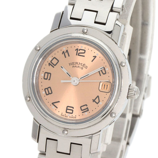 HERMES Watches Quartz CL4.210 Stainless Steel Silver Clipper pink dial