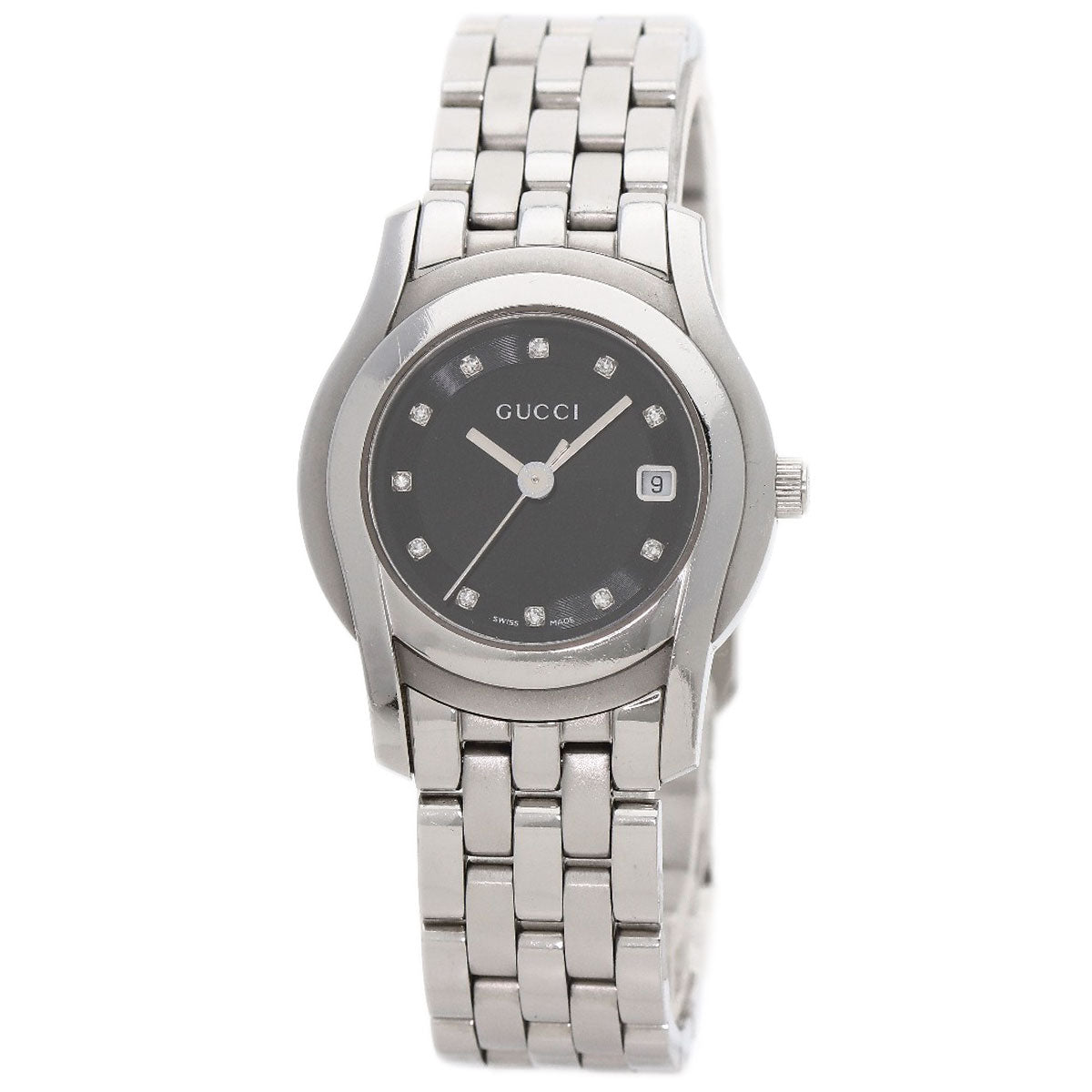 GUCCI Watches Quartz 5500L Stainless Steel Silver 11P Diamond black dial