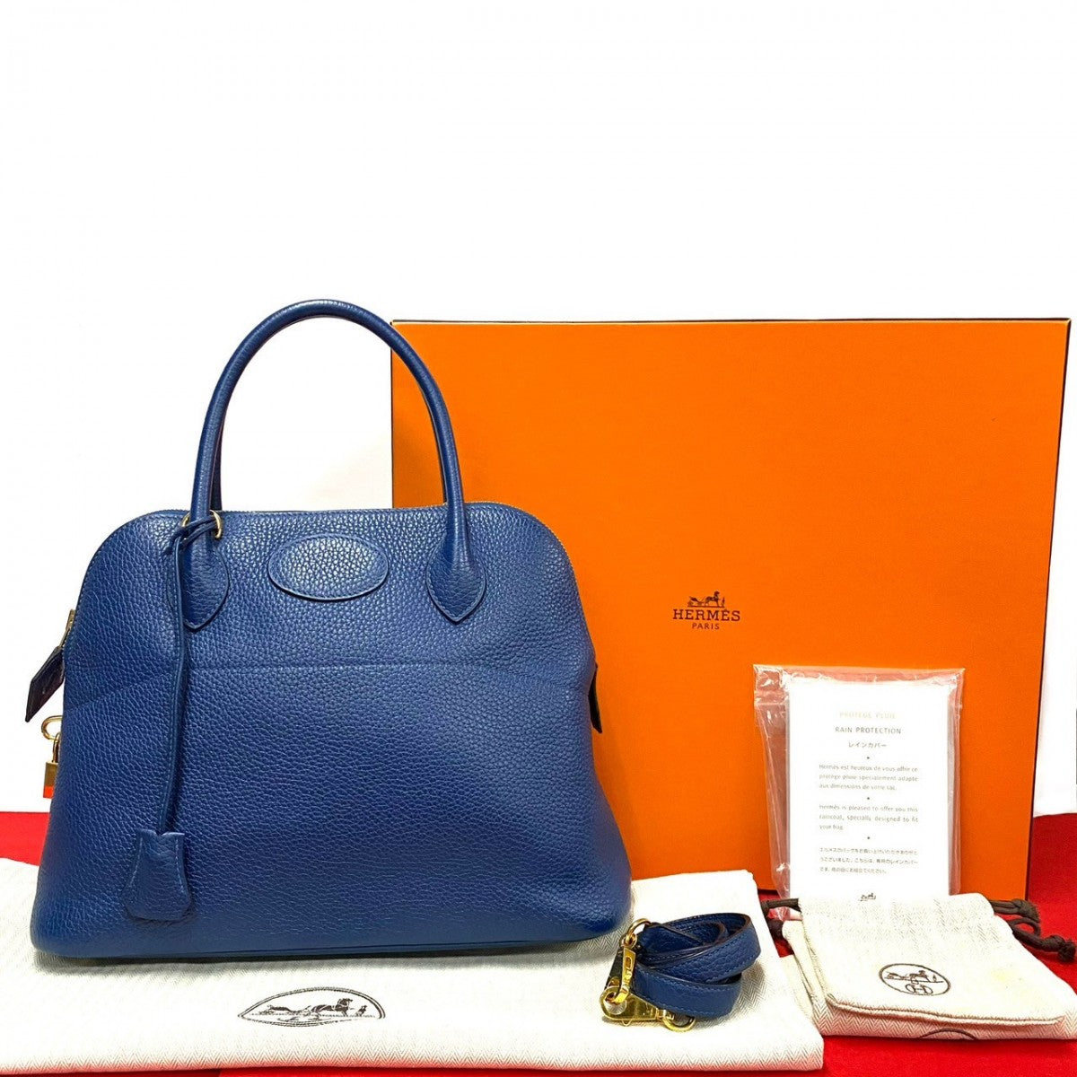 HERMES Shoulder Bag Taurillon Clemence blue Bored 31