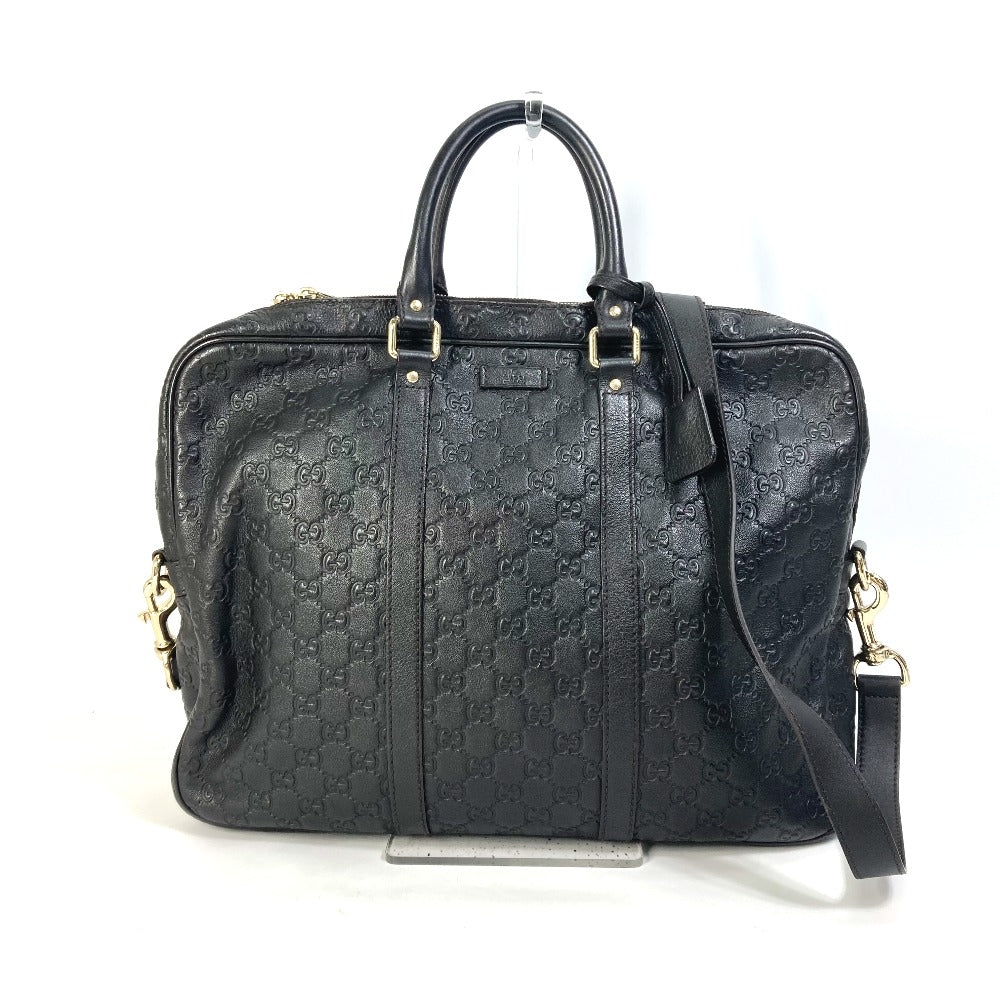 GUCCI Business bag 208463 leather Dark brown Tote Bag handbag Guccisima GG mens Used
