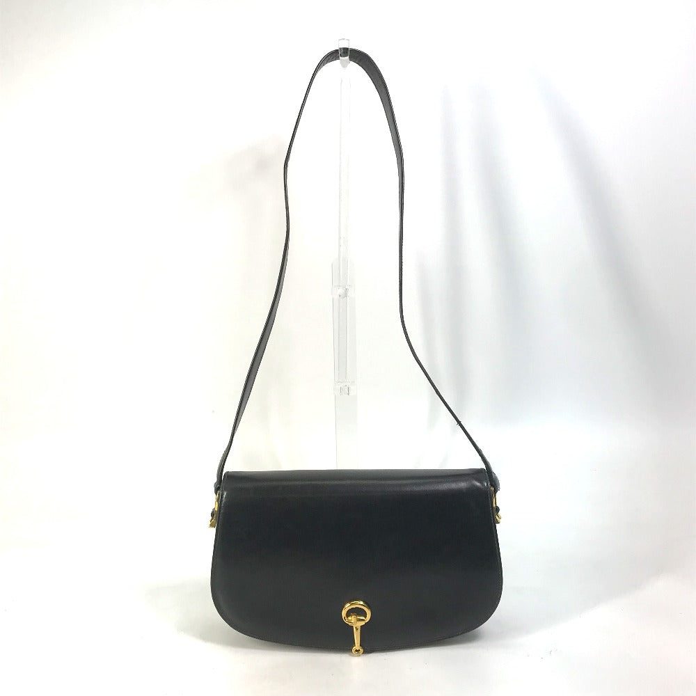 GUCCI Shoulder Bag leather black Old Gucci horsebit old gucci Women Used