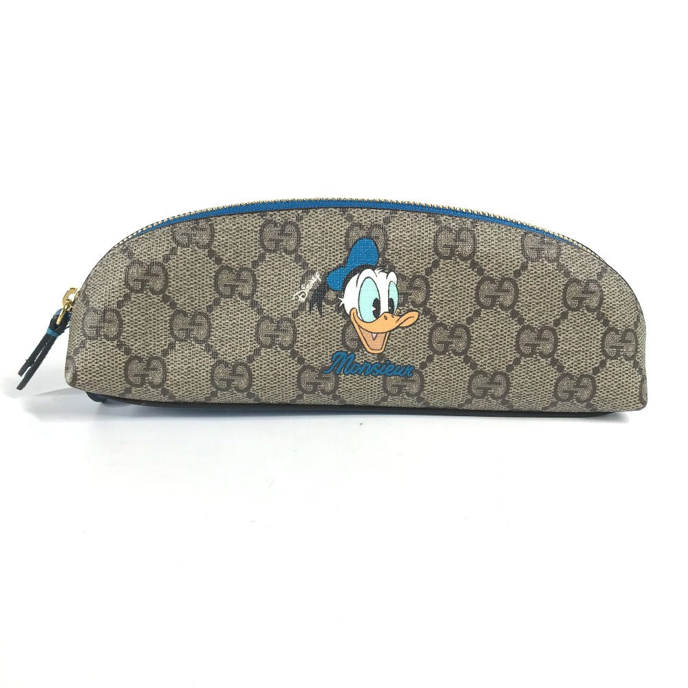 GUCCI pencil case 662129 GG Supreme canvas, leather blue Disney collaboration DISNEY Donald duck Women Used