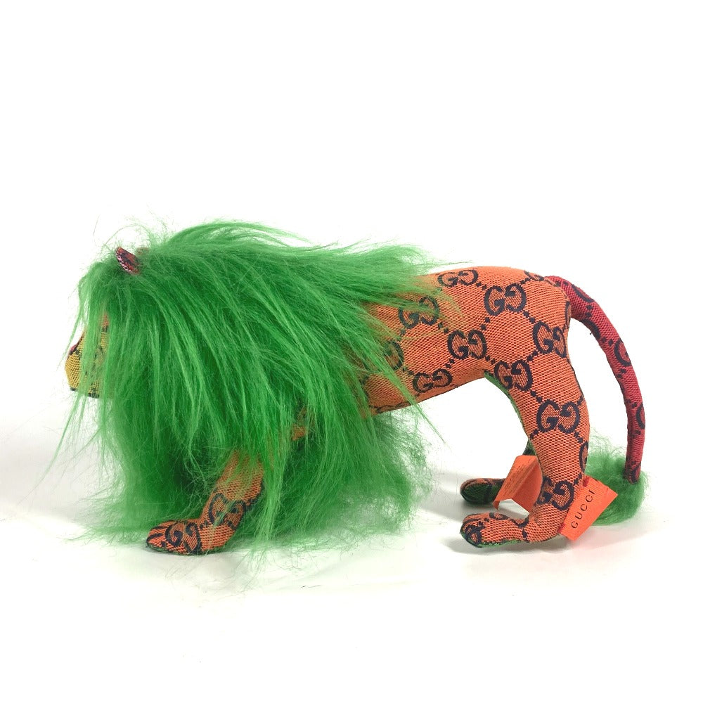 GUCCI Plush Doll 670235 GG canvas green GG Decorative Lion Women Used