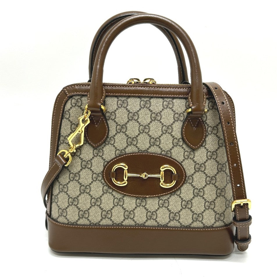 GUCCI Handbag 621220 GG Supreme Canvas Brown Horsebit Women Used