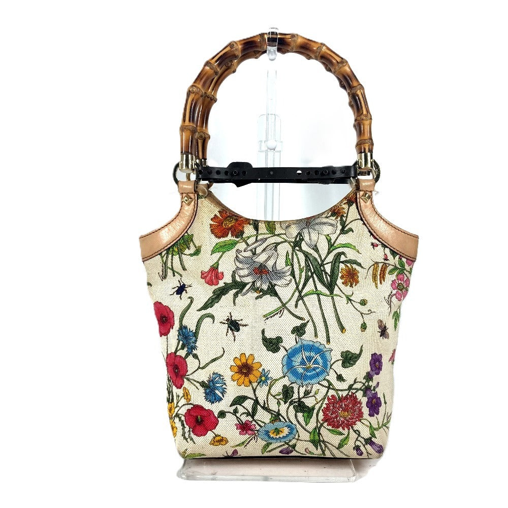 GUCCI Handbag 140203 canvas multicolor Flora Bamboo Floral Flower Women Used