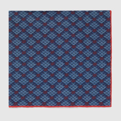Gucci GG Diamond Pocket Square with Red in Blue