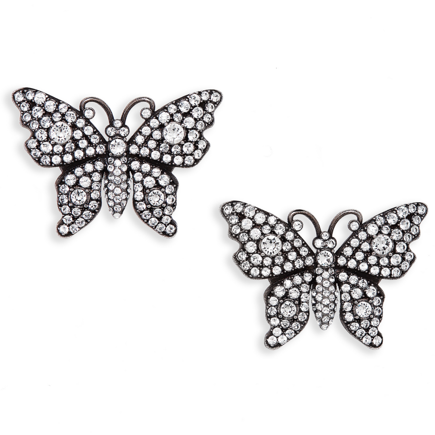 Gucci Crystal Embellished Butterfly Earrings in Silver