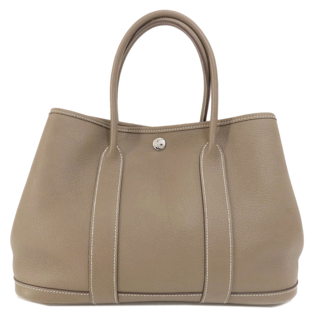 HERMES Handbag Country beige Garden Party TPM Etoupe Etoupe SilverMetal Women Used