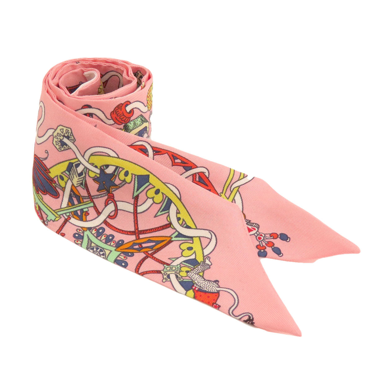 HERMES scarf silk pink Twilly Women Used
