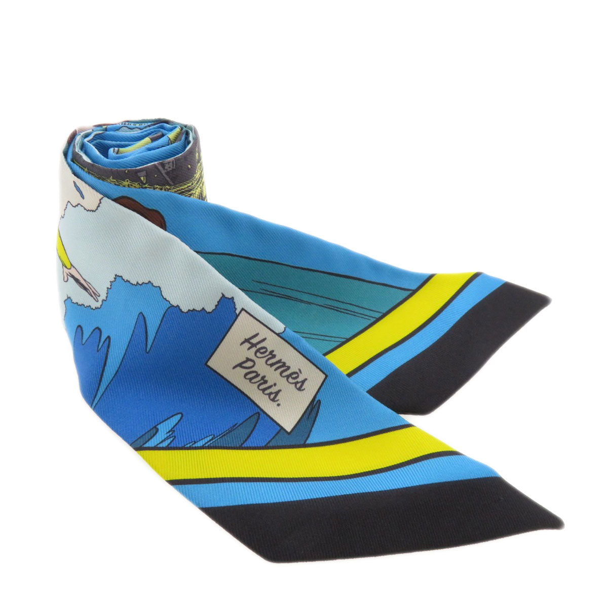 HERMES scarf silk blue Twilly Women Used