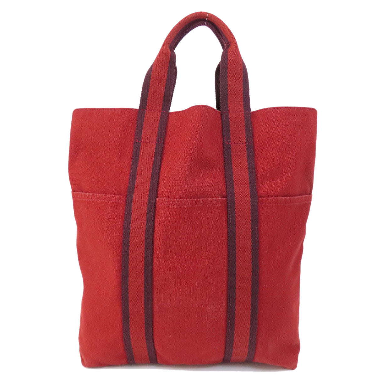 HERMES Handbag canvas Red Fool Toe Kabas Women Used