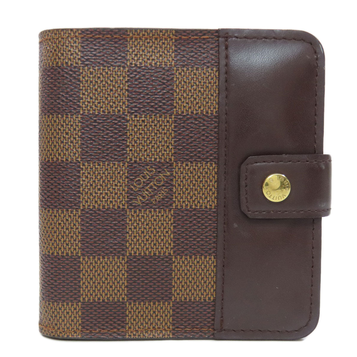LOUIS VUITTON Bifold Wallet M61668 Damier canvas Brown Compact zip Women Used