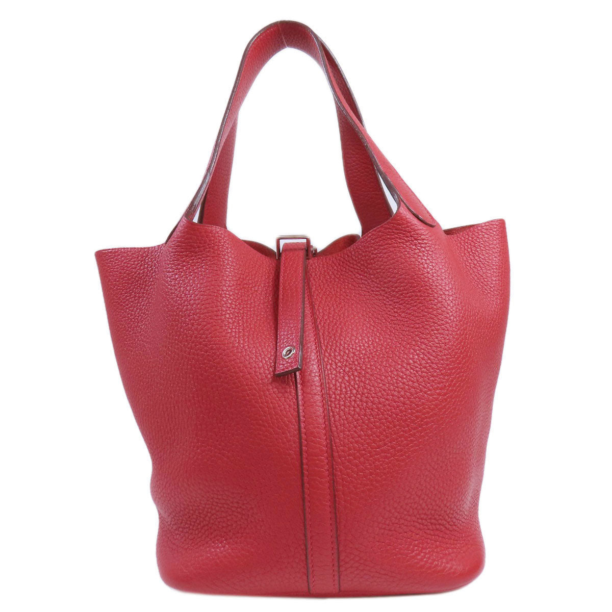 HERMES Handbag Taurillon Clemence Red Picotin Lock MM SilverMetal Women Used