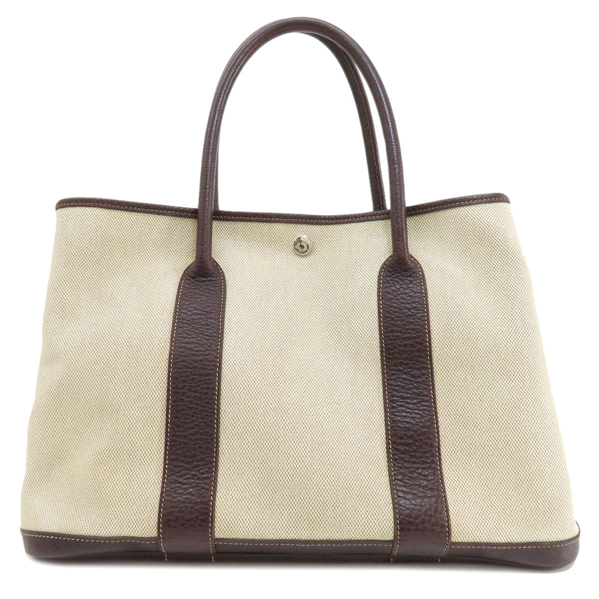 HERMES Tote Bag Tower ash beige Garden Party PM Maroon SilverMetal Women Used