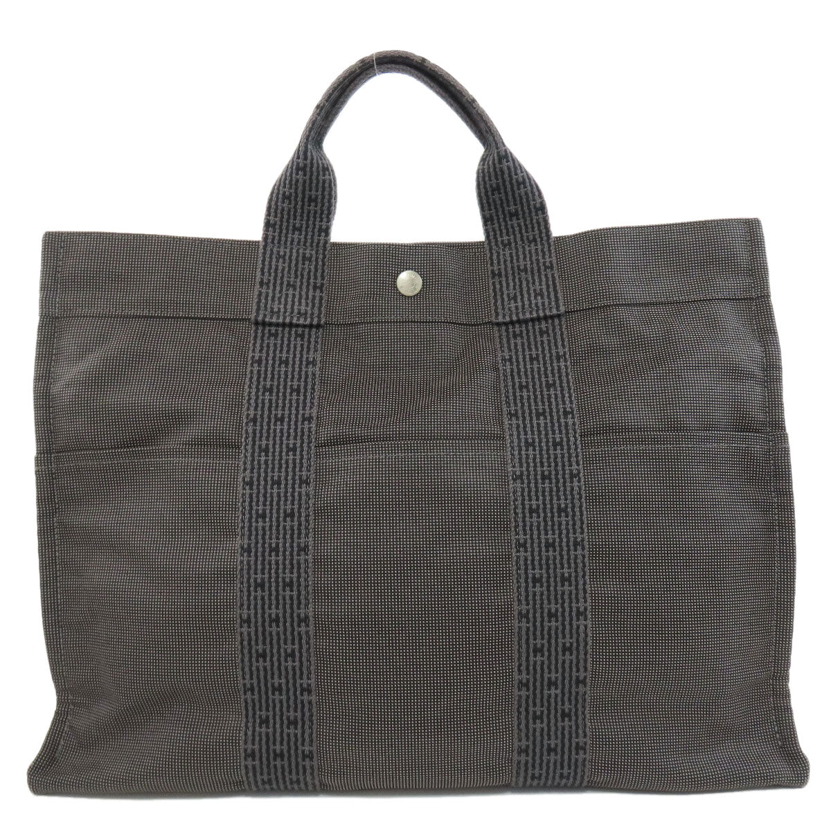 HERMES Tote Bag canvas gray Her Line Tote MM Women Used