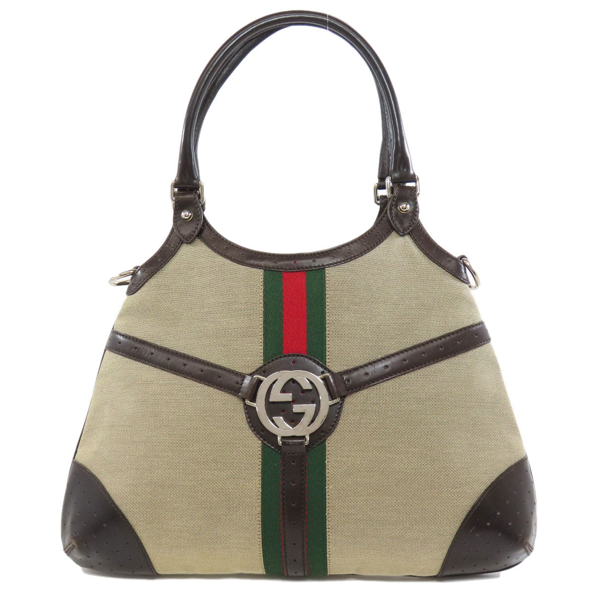 GUCCI Handbag 114875 canvas Brown Sherry Line Interlocking G Women Used