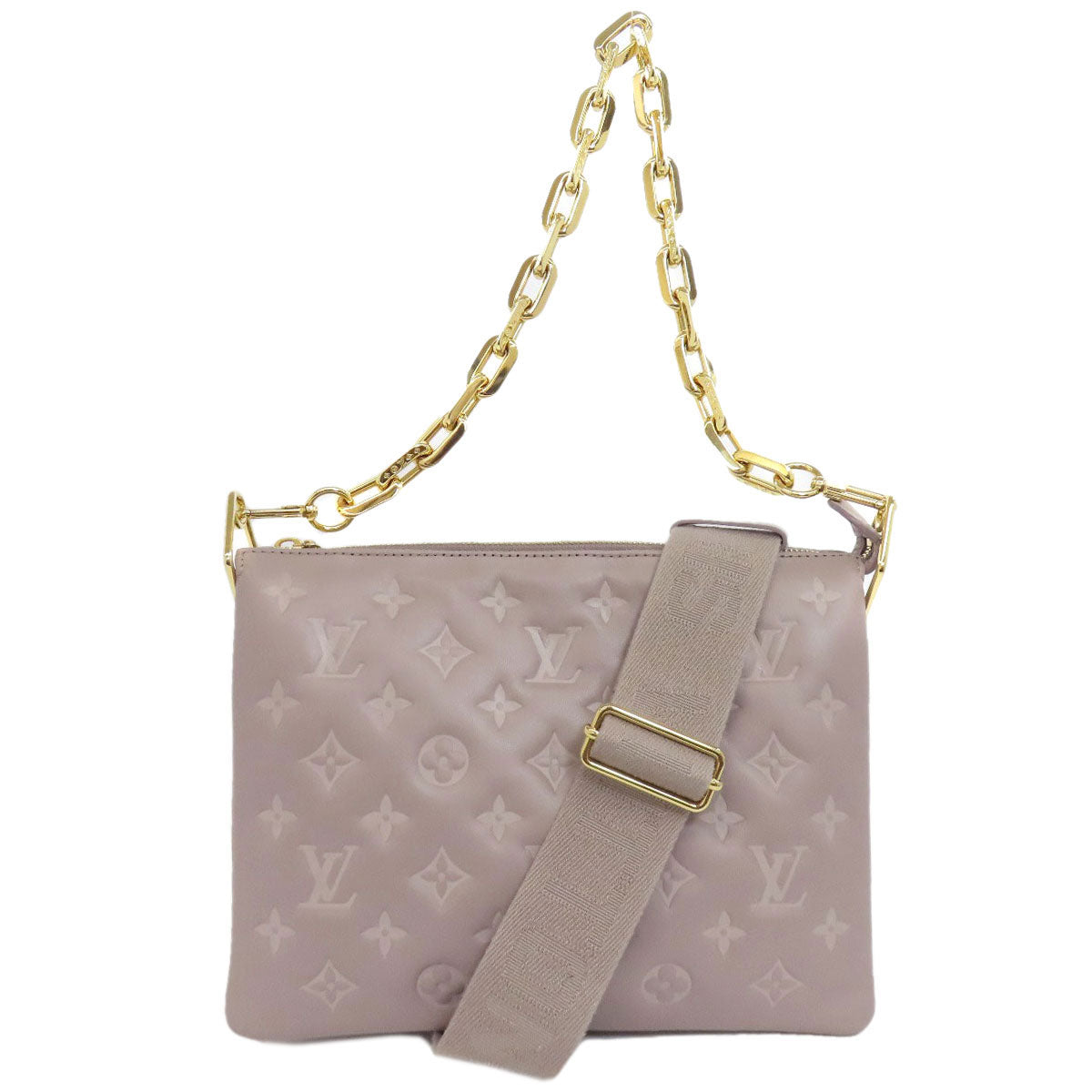 LOUIS VUITTON Handbag Lamb leather gray Kussan PM Women Used