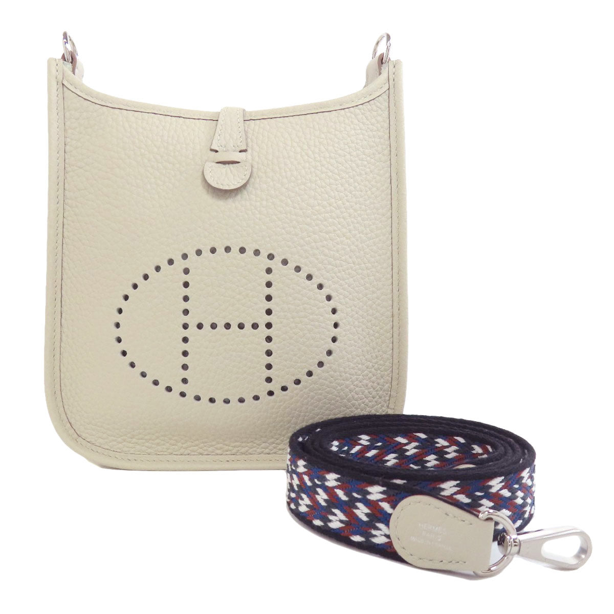 HERMES Shoulder Bag Taurillon Clemence white Evelyn TPM Amazone SilverMetal Women Used