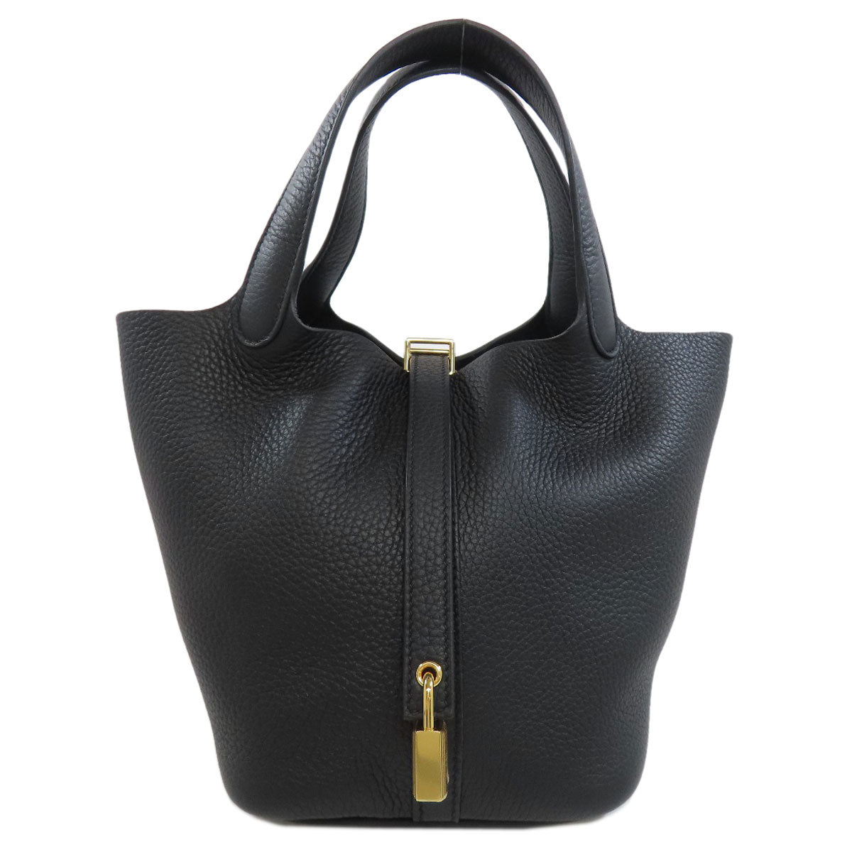 HERMES Handbag Taurillon Clemence black Picotin Lock PM Gold Metal Women Used